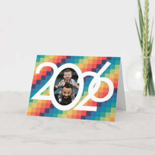 Retro square pattern New Year 2023 photo Holiday Card