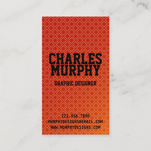 Retro Square Pattern - Red Business Card (Front)