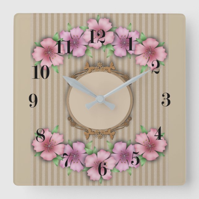 retro, square wall clock (Front)