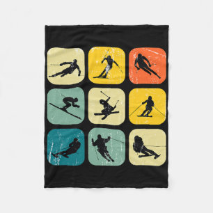 Retro Square Wintersports Ski Nordic Combination A Fleece Blanket