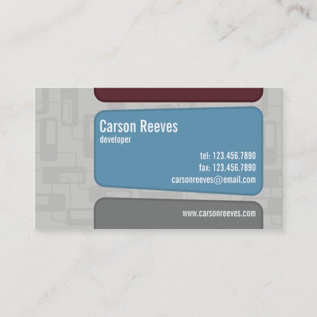 Retro Squared - Style 1 Business Card (Front)