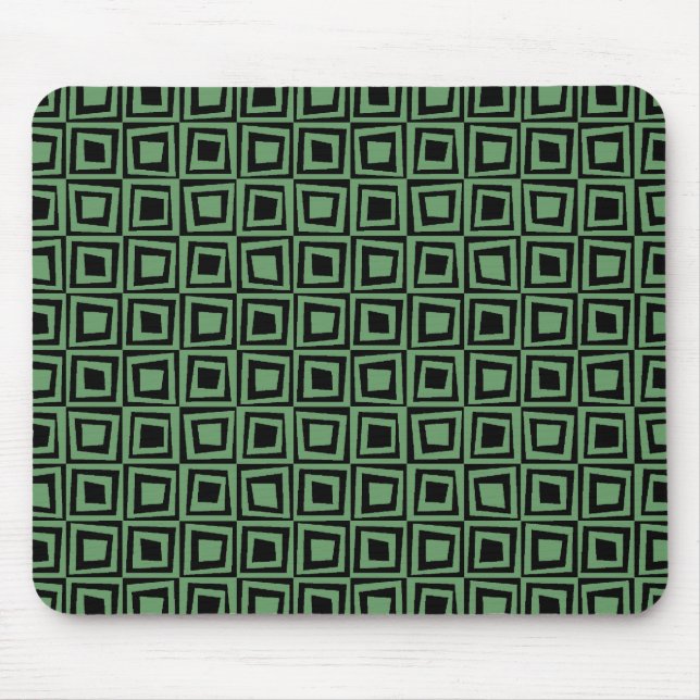 Retro Squares - Army Green on Black Mouse Pad (Front)