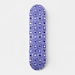 Retro Squares - Black on Dark Blue Skateboard