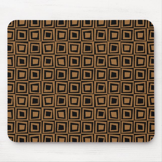 Retro Squares - Brown on Black Mouse Pad (Front)