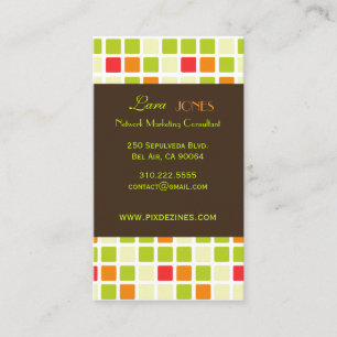 Retro Squares Business Card dark chocolate accent
