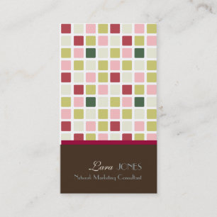 Retro Squares Business Card dark chocolate accent