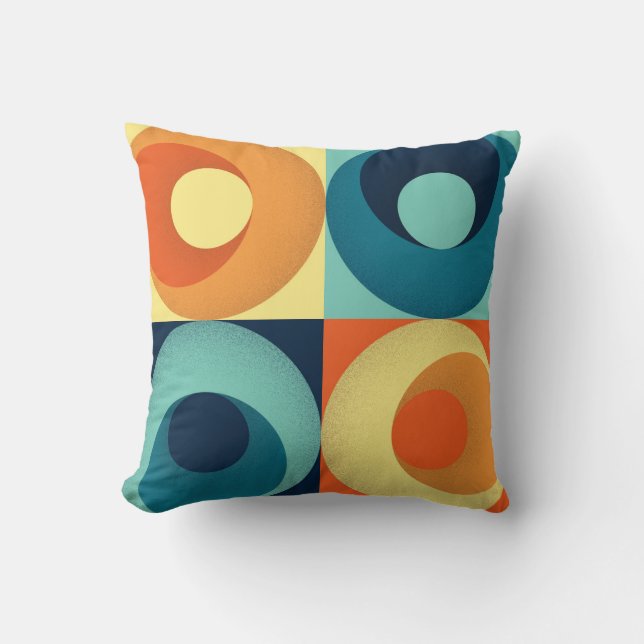 Retro Squares & Circles: 1960s Pattern Cushion (Front)