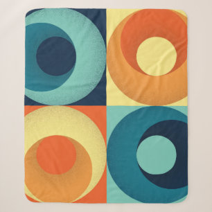 Retro Squares & Circles: 1960s Pattern Sherpa Blanket