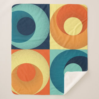 Retro Squares & Circles: 1960s Pattern Sherpa Blanket