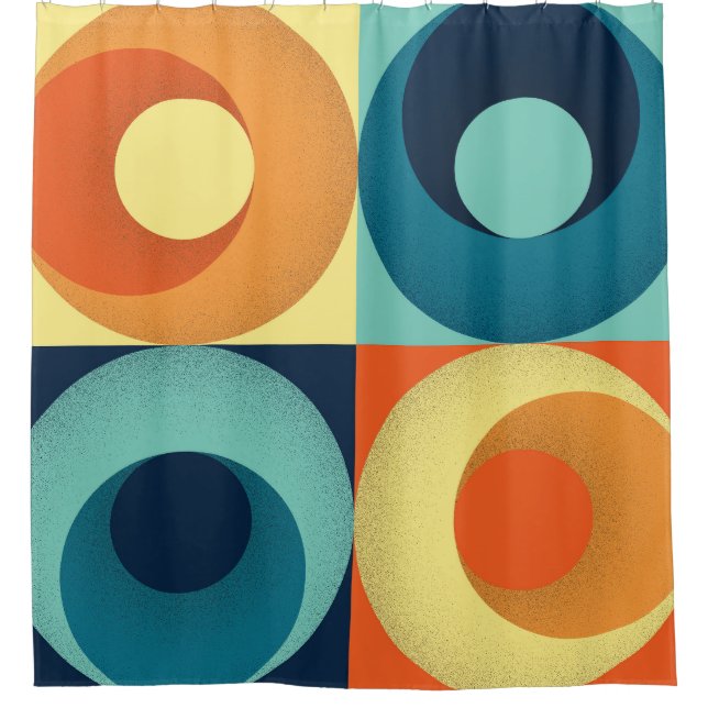 Retro Squares & Circles: 1960s Pattern Shower Curtain (Front)