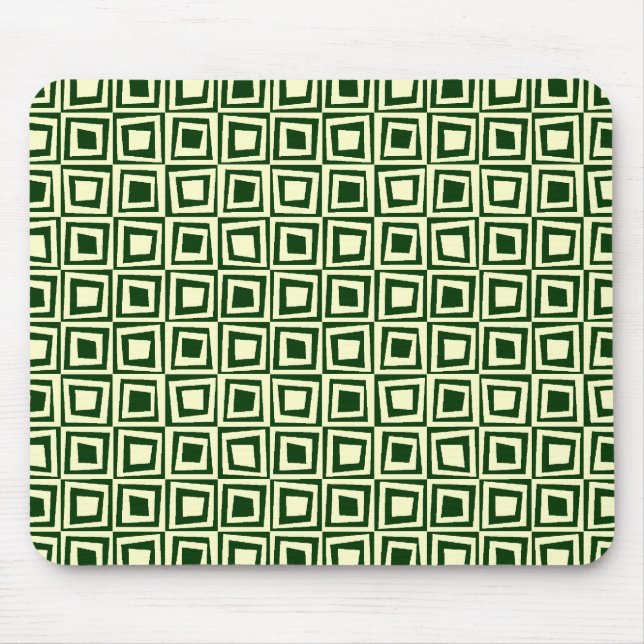 Retro Squares - Cream on Dark Green Mouse Pad (Front)