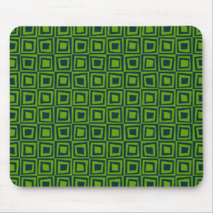 Retro Squares - Dark Green on Avocado Green Mouse Pad