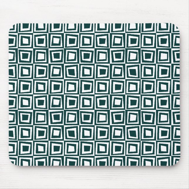Retro Squares - Dark Green on White Mouse Pad (Front)