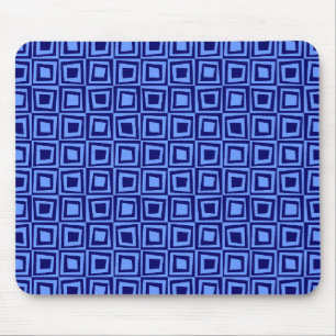 Retro Squares - Deep Navy on Blue 6699FF Mouse Pad