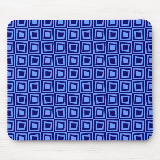 Retro Squares - Deep Navy on Blue 6699FF Mouse Pad (Front)