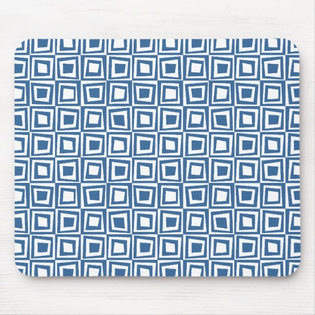 Retro Squares - Desert Blue on White Mouse Pad (Front)