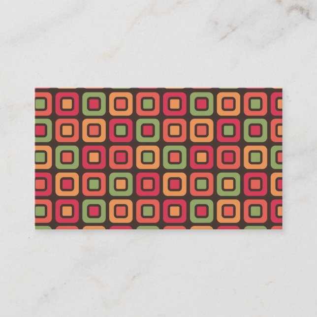 Retro Squares -Forest Sun- Business Card (Front)