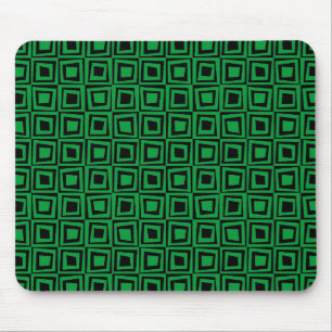 Retro Squares - Grass Green on Black Mouse Pad