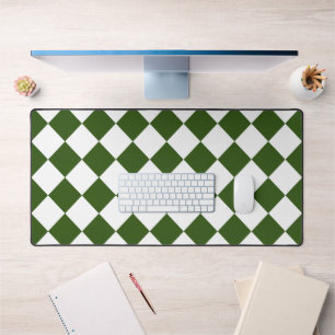 Retro Squares Green and White Retro Desk Mat