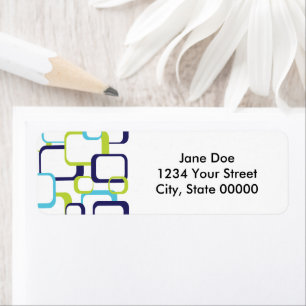 Retro Squares Green Blue White Pattern Label Return Address Label