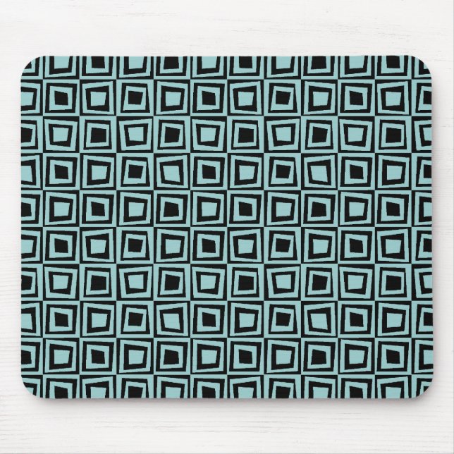 Retro Squares - Light Blue Green on Black Mouse Pad (Front)
