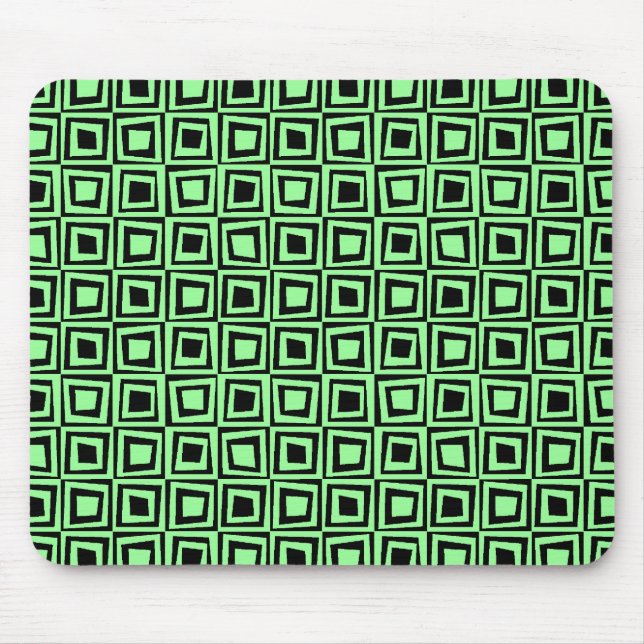 Retro Squares - Mint Green on Black Mouse Pad (Front)