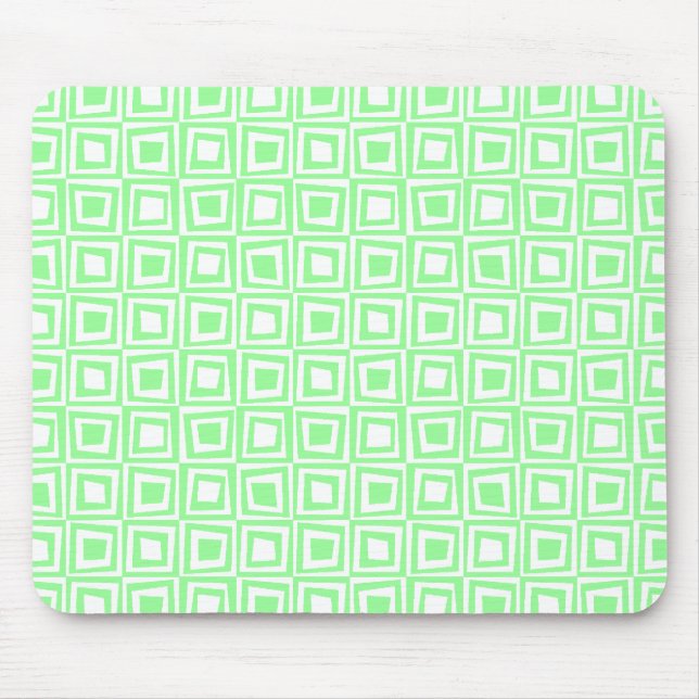 Retro Squares - Mint Green on White Mouse Pad (Front)