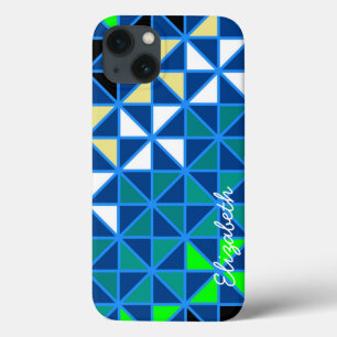 Retro Squares Modern Geometric Pattern iPhone 13 Case