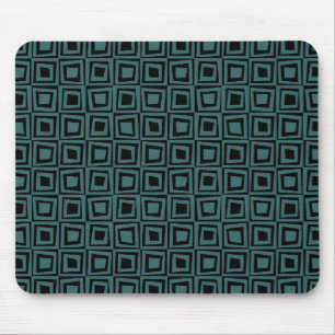 Retro Squares - Moss Green on Black Mouse Pad