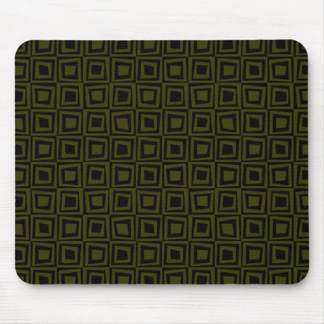 Retro Squares - Murky Green on Black Mouse Pad (Front)