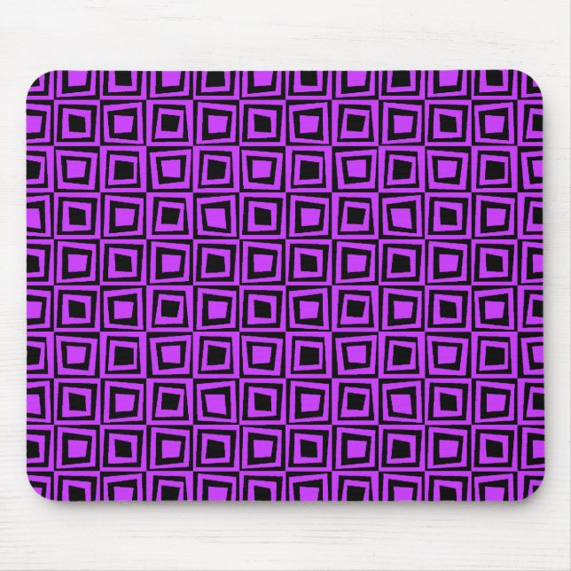 Retro Squares - Neon Purple on Black Mouse Pad (Front)