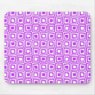 Retro Squares - Neon Purple on White Mouse Pad