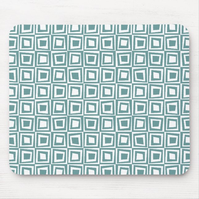 Retro Squares - Ocean Green on White Mouse Pad (Front)