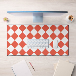 Retro Squares Orange and White Retro Desk Mat