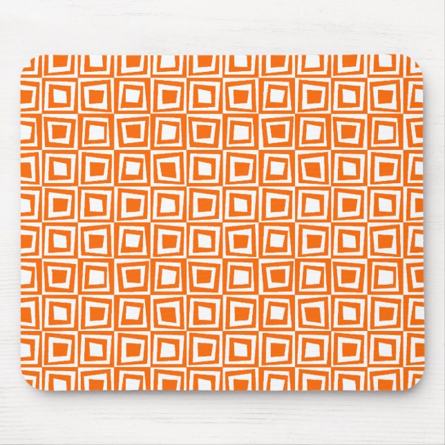 Retro Squares - Orange on White Mouse Pad (Front)