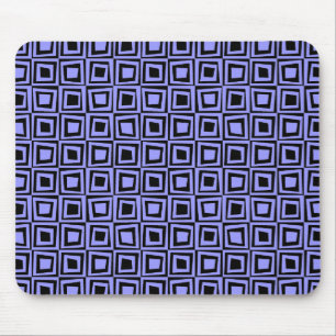Retro Squares - Pastel Blue on Black Mouse Pad