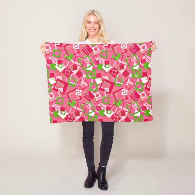 Retro Squares Pattern Fleece Blanket (In Situ)