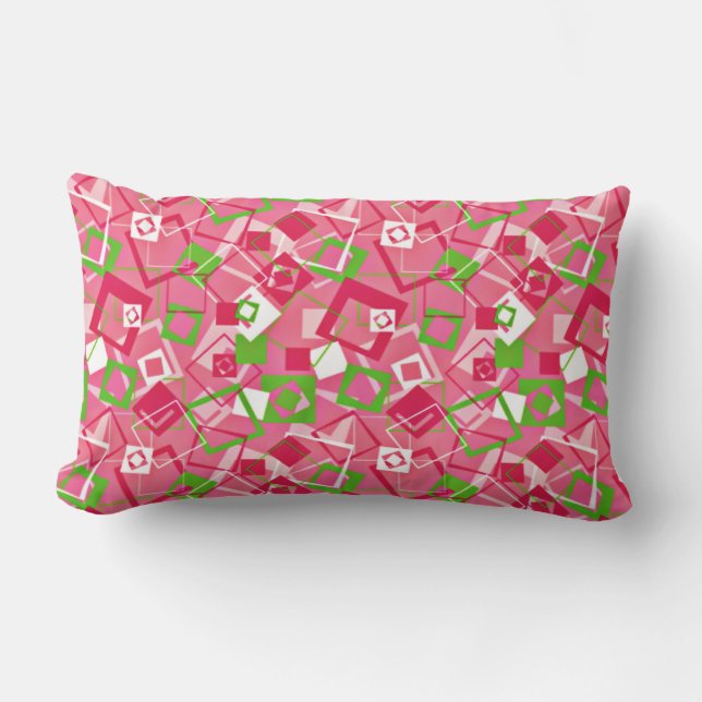 Retro Squares Pattern Lumbar Cushion (Front)