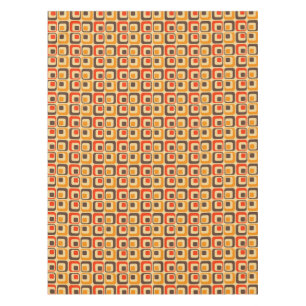 Retro Squares Pattern - Red, Brown & Orange Tablecloth