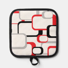 Retro Squares Red Grey Black White Background