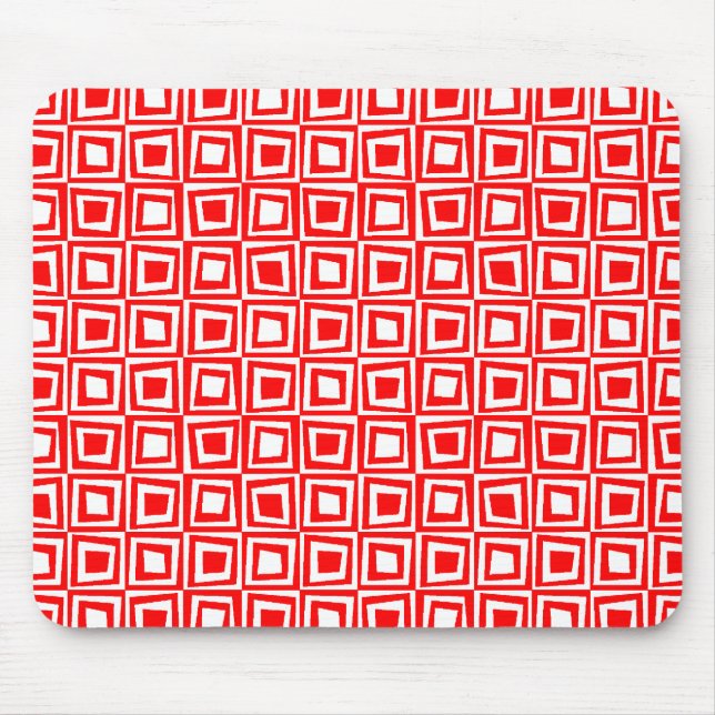 Retro Squares - Red on White Mouse Pad (Front)