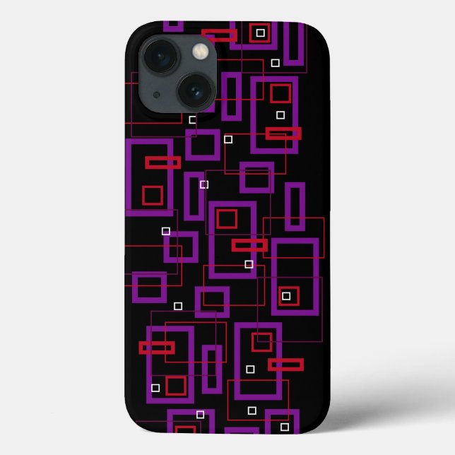 Retro squares, red, purple and black Case-Mate iPhone case (Back)