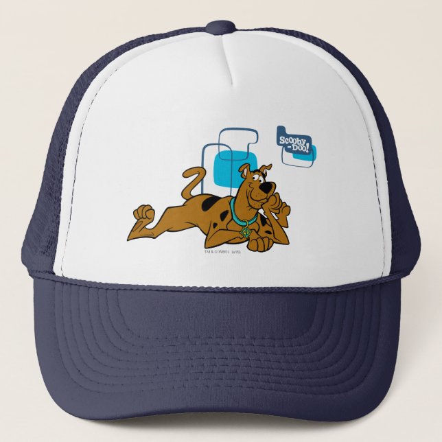 Retro Squares Scooby-Doo Lying Down Trucker Hat (Front)