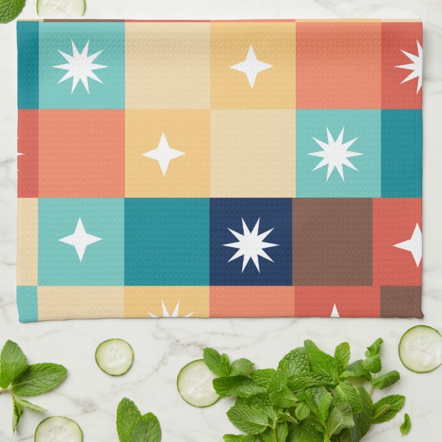 Retro Squares Tea Towel (Folded)