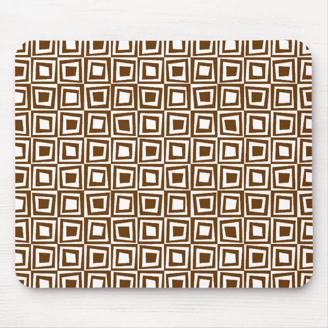 Retro Squares - Walnut on White Mouse Pad (Front)