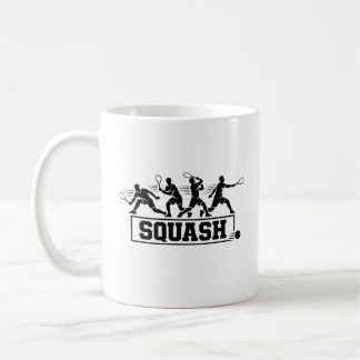 Retro Squash Player Action Sequence Silhouette Art Coffee Mug