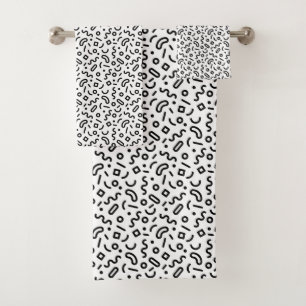 Retro Squiggle Pattern Bath Towel Set