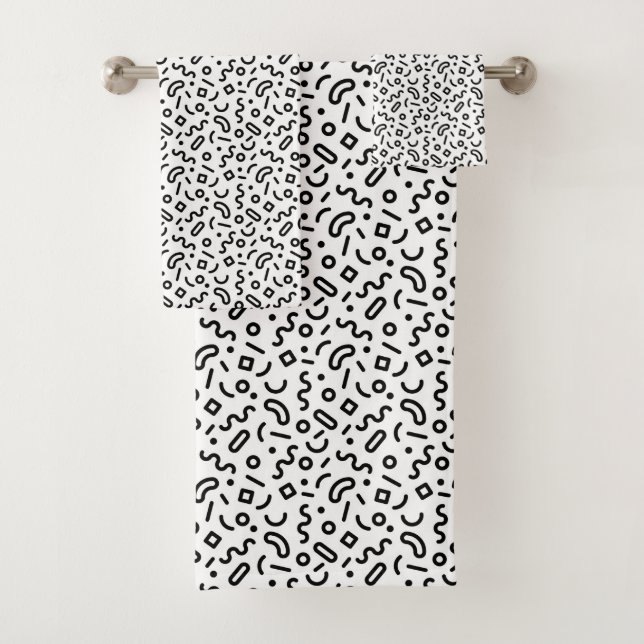 Retro Squiggle Pattern Bath Towel Set (Insitu)