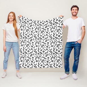 Retro Squiggle Pattern Fleece Blanket