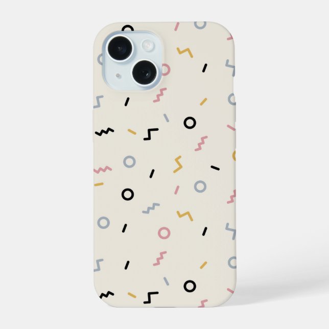 Retro Squiggle Pattern iPhone 15 Case (Back)